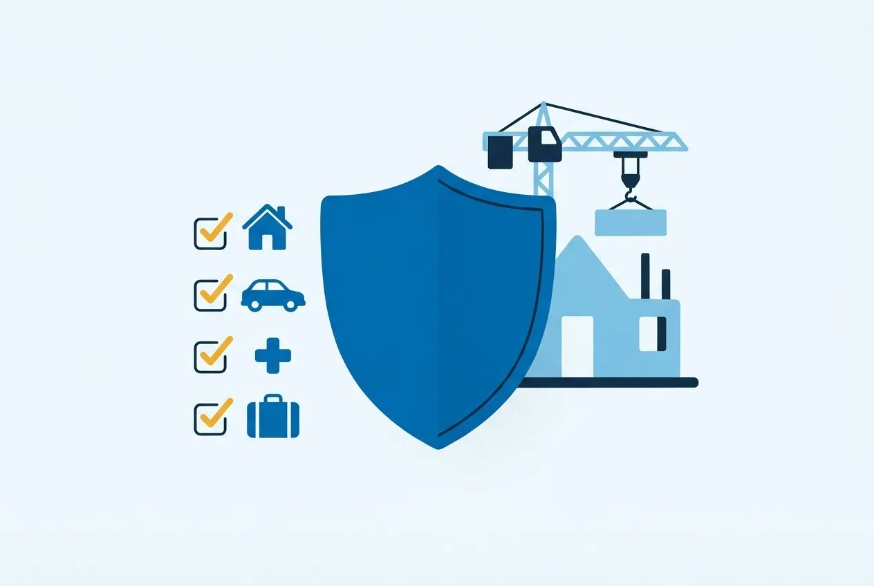 Illustration: Schutzschild mit Checkliste als Symbol für den Leistungsumfang