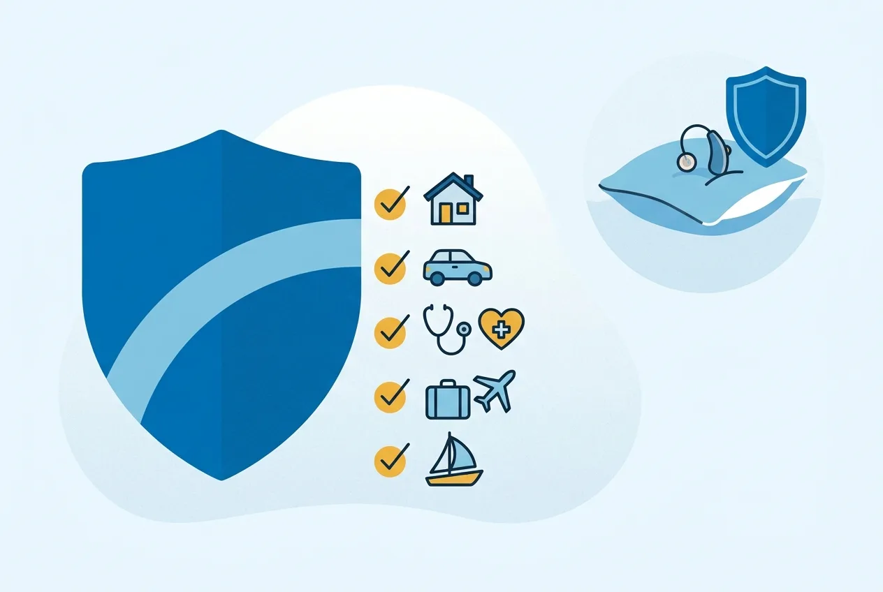 Illustration: Schutzschild mit Checkliste als Symbol für den Leistungsumfang