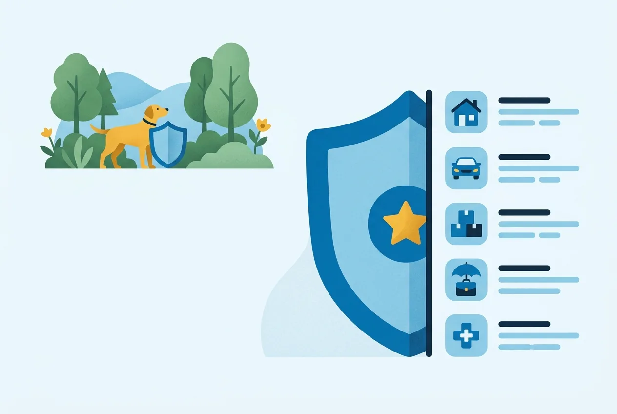 Illustration: Schutzschild mit Checkliste als Symbol für den Leistungsumfang