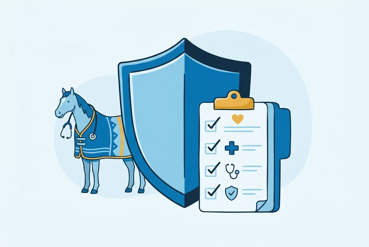 Illustration: Schutzschild mit Checkliste als Symbol für den Leistungsumfang