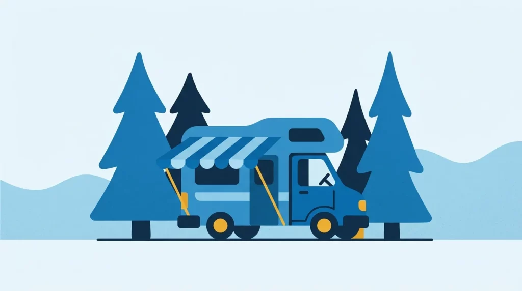 Illustration: Camping – Mobil in den Urlaub