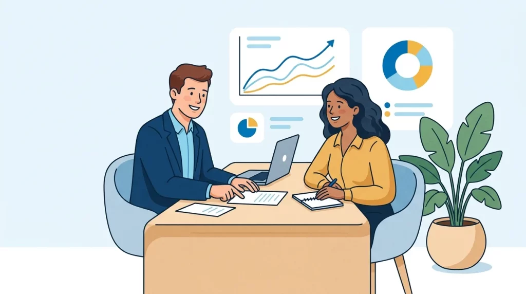 Illustration: Finanzdienstleistungen und Anlagestrategien – wie lassen sich Kunden gezielt beraten?