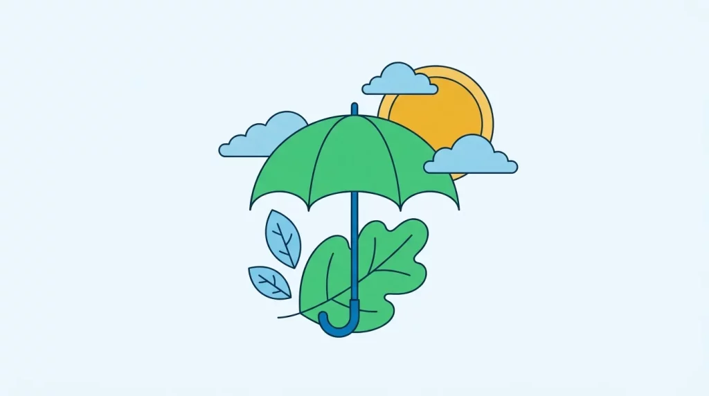 Illustration: Nachhaltigkeit und Klimawandel: Gut versichert in die Zukunft