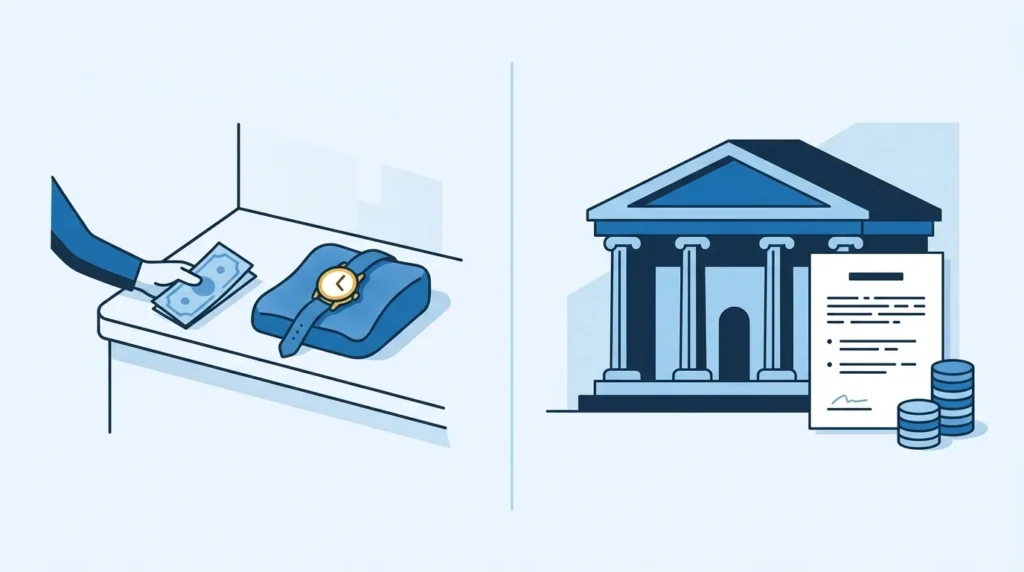 Illustration: Pfandhaus oder Bankkredit: Welche Finanzierung passt in welcher Situation?